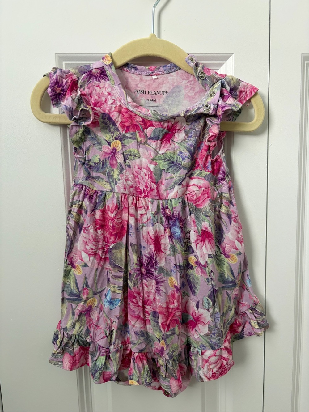 Posh Peanut Pink & Purple Floral Ruffle Dress